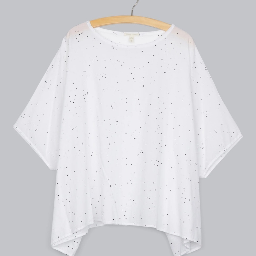 Eileen Fisher cotton voile splatter print box top never worn S/M